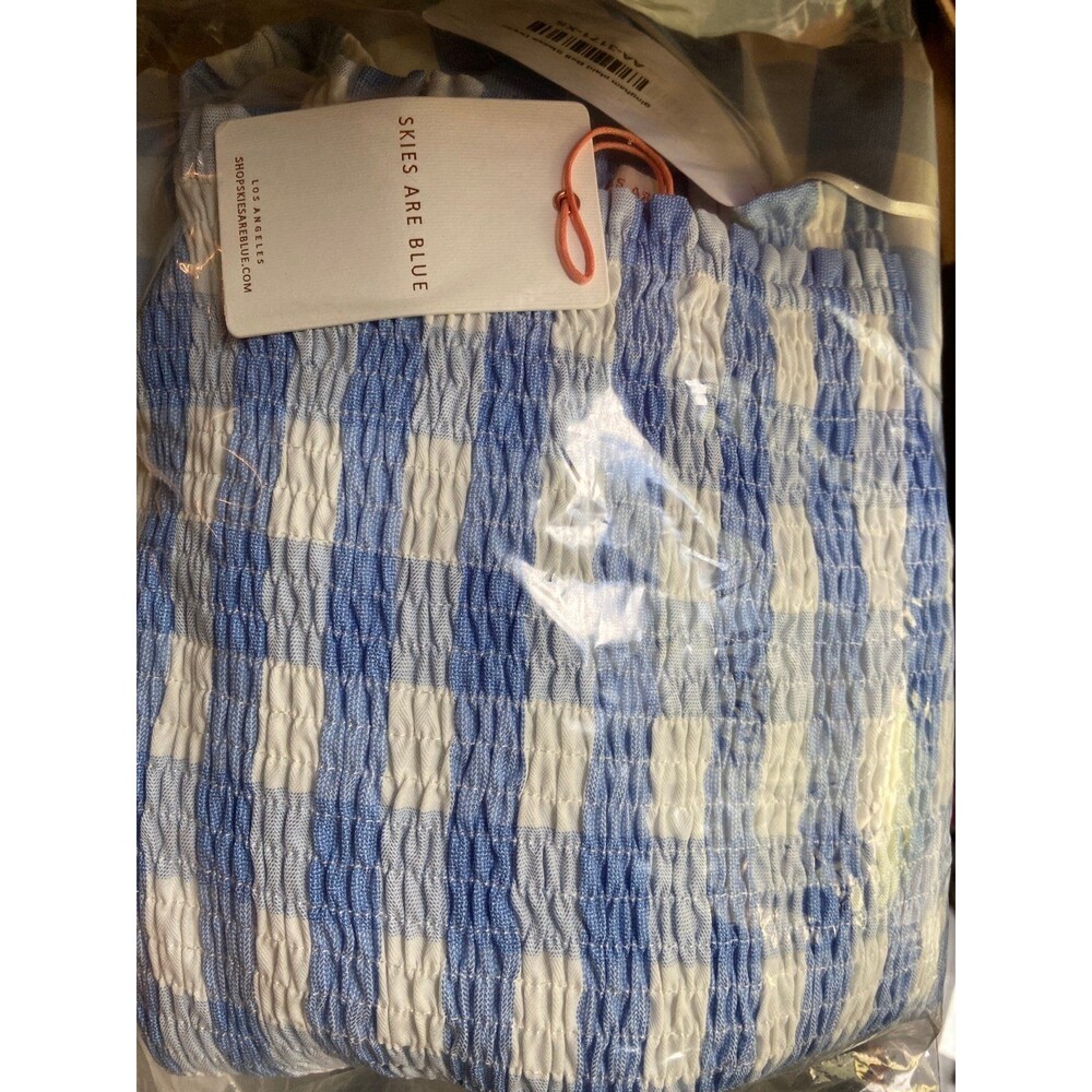 Skies are blue dress womens size small dress gingham dress blue and white NEW - Picture 10 of 10